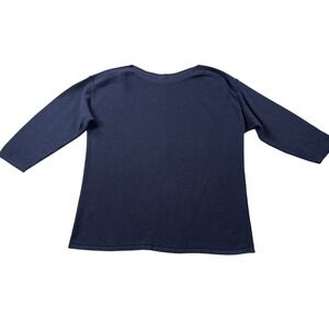 Chicos Sweater Womens 1 (US M) Pullover 3/4 Sleeve Ribbed Lightweight Navy Blue